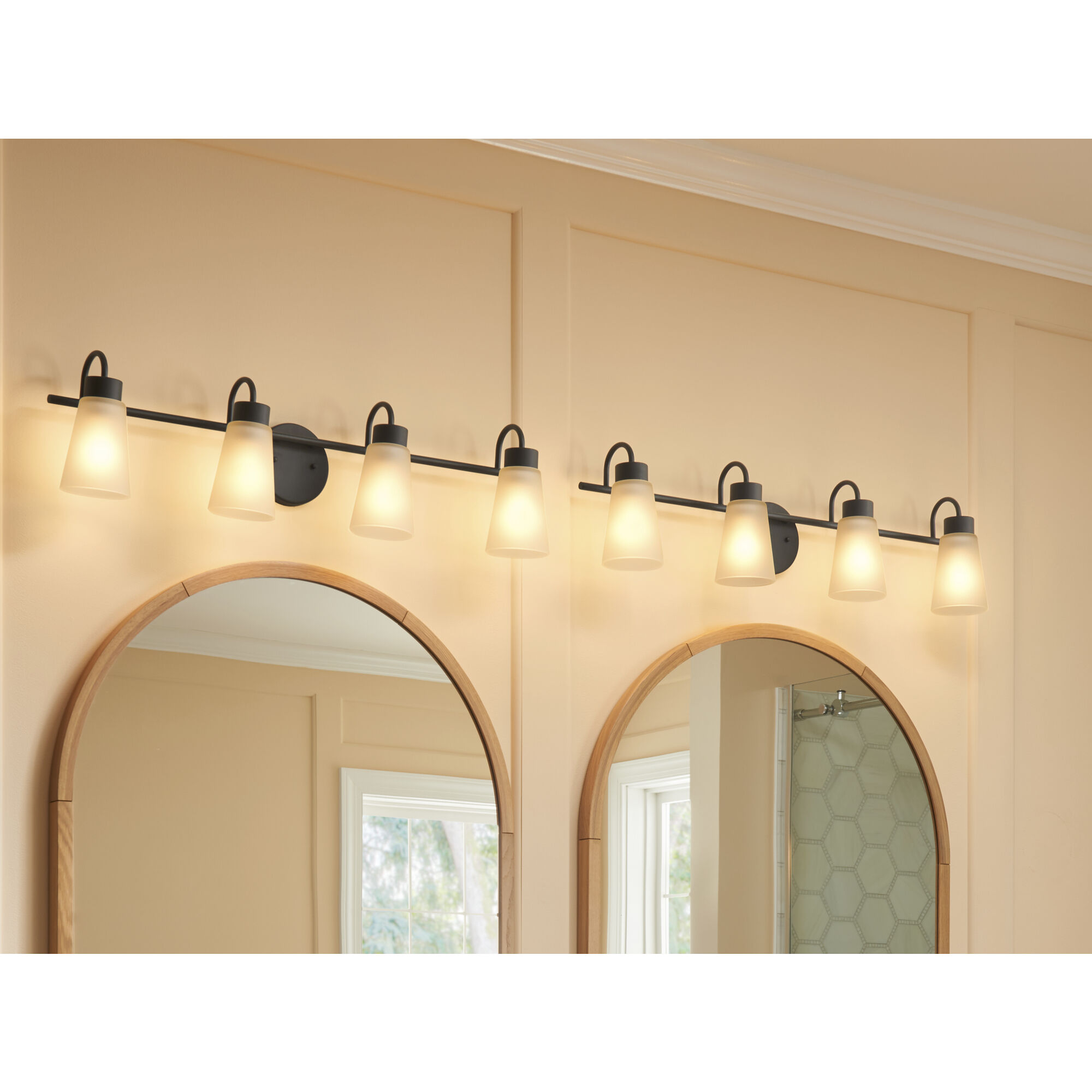 Erma 4 Light 32.5 inch Black Bath Vanity Light Wall Light, 4 Arm