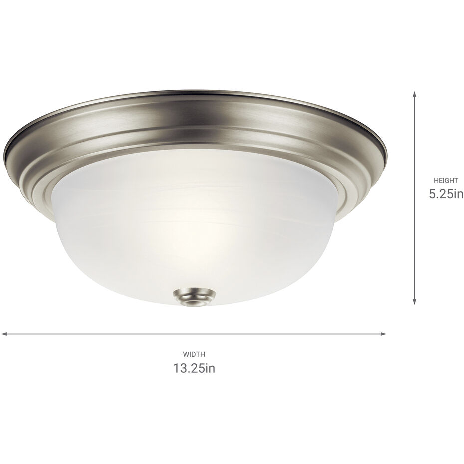 Independence 2 Light 13 inch Brushed Nickel Flush Mount Light Ceiling Light
