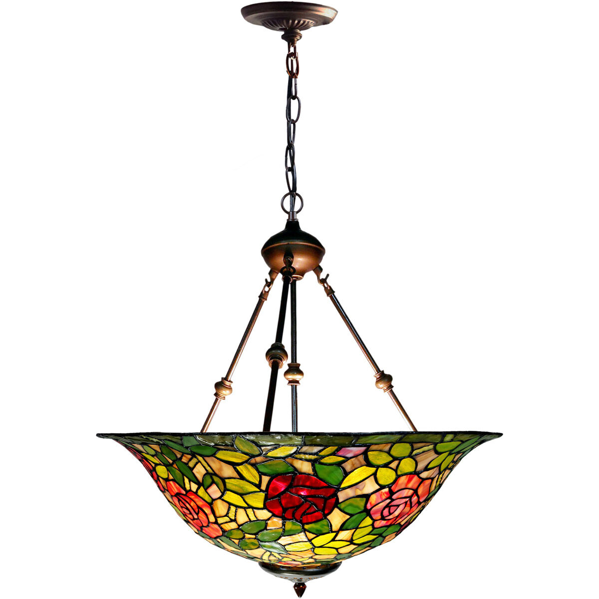 Rose Bush Inverted 3 Light 24 inch Dark Brown Hanging Fixture Ceiling Light