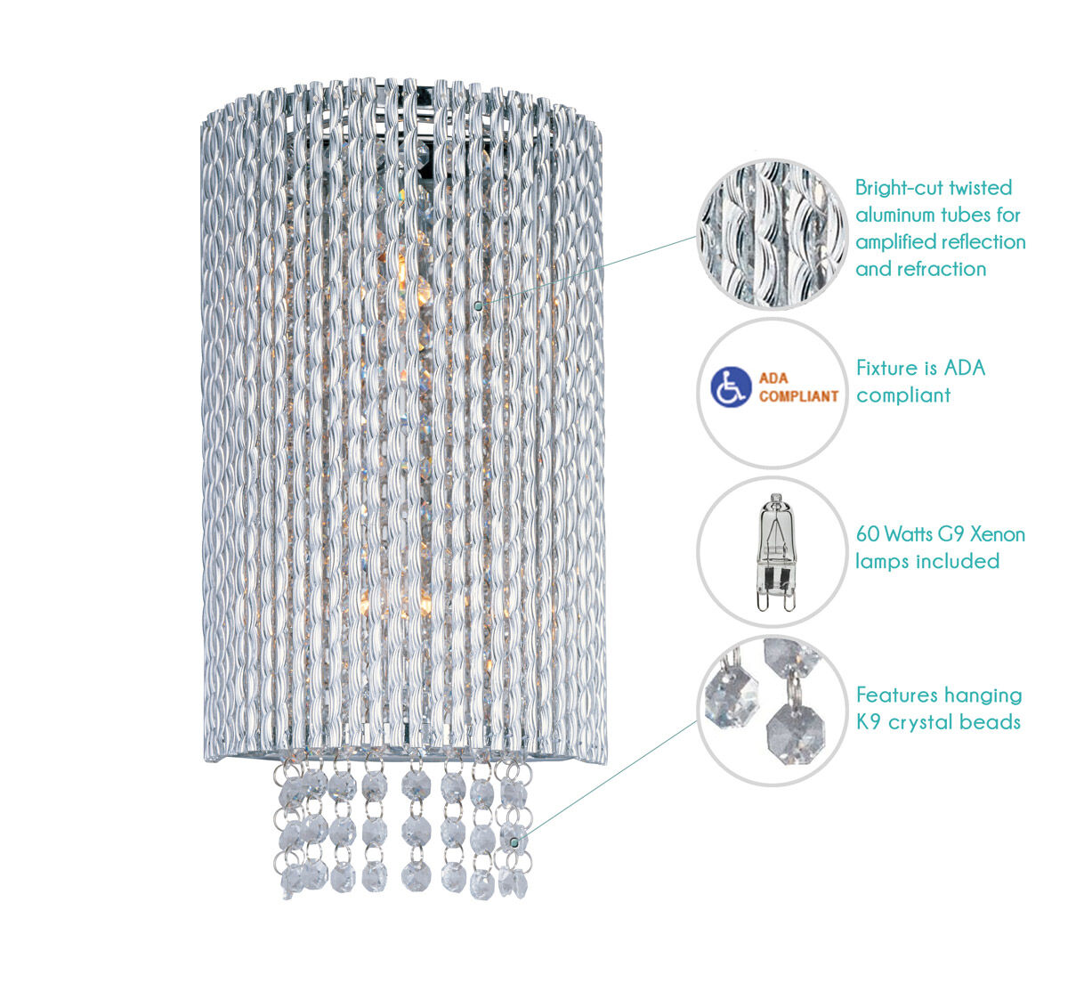 Pelham 2 Light 7.5 inch Polished Chrome ADA Wall Sconce Wall Light