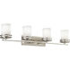 Hendrik 4 Light 34 inch Brushed Nickel Wall Mt Bath 4 Arm Wall Light in Satin Etched Cased Opal