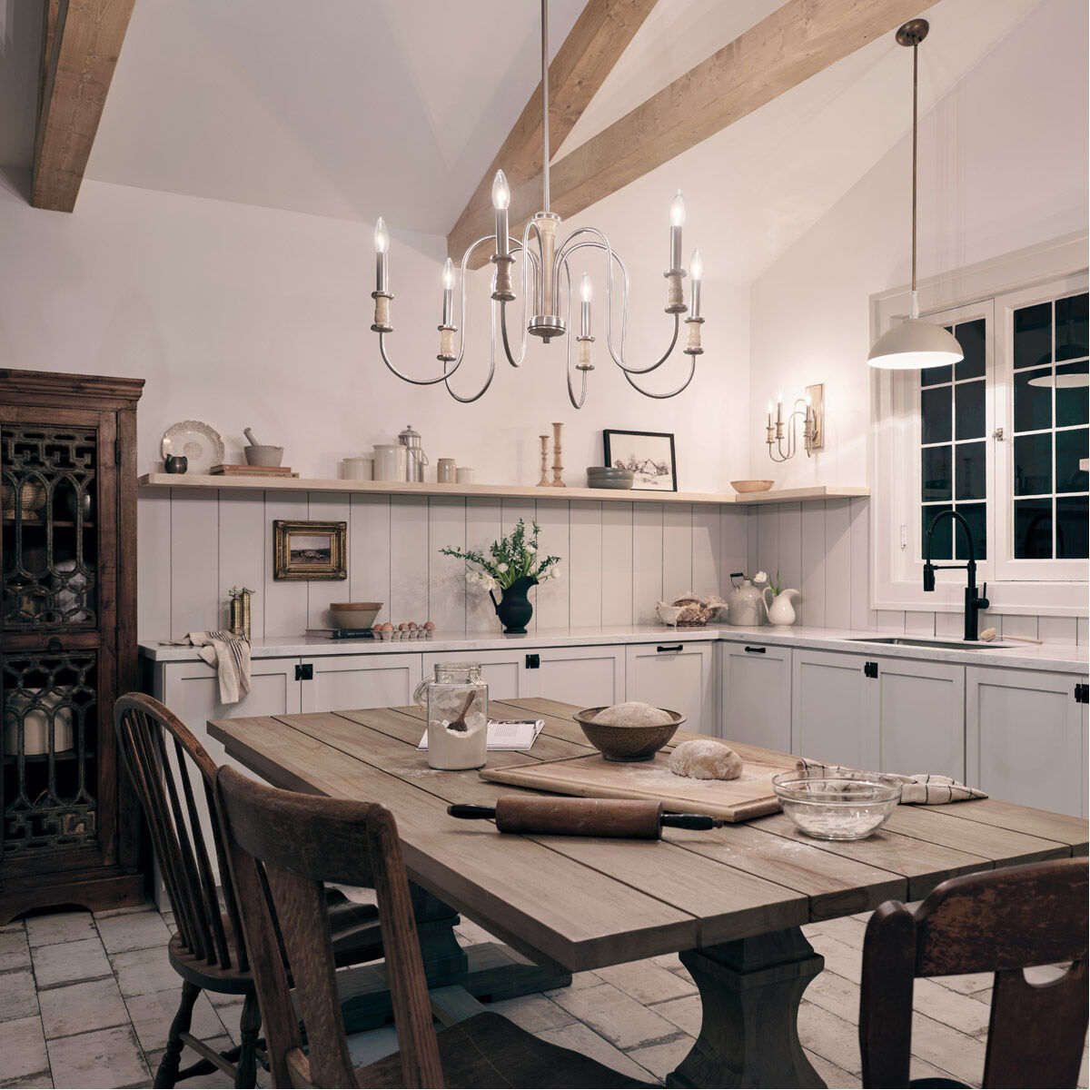 Homestead Karthe 6 Light 29 inch Brushed Nickel Chandelier Ceiling Light, Karthe