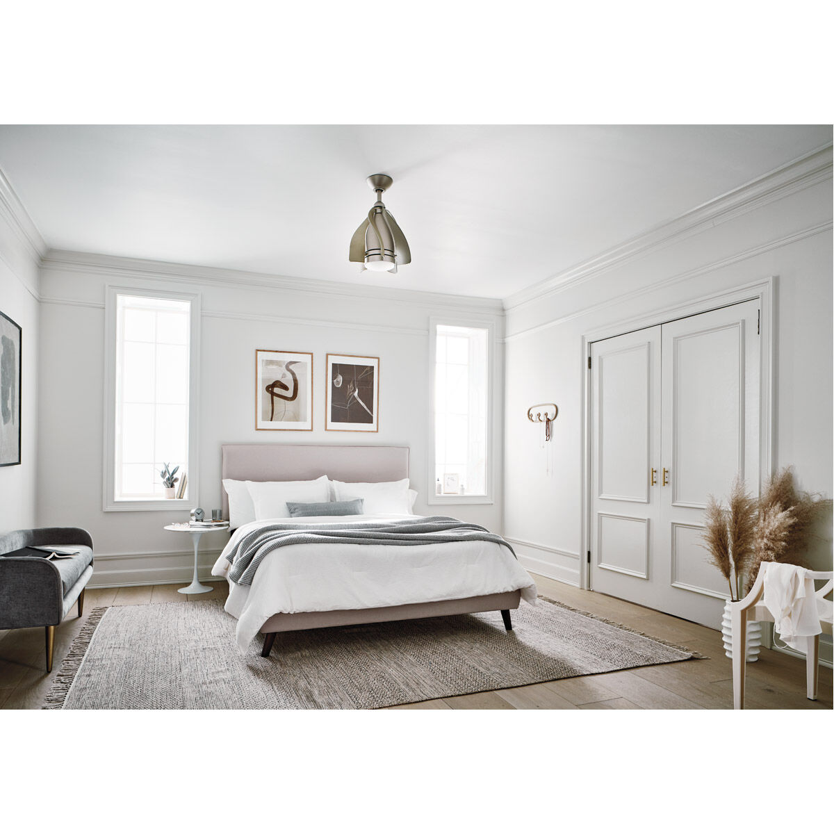 Terna 15 inch Brushed Nickel with Champagne Blades Ceiling Fan