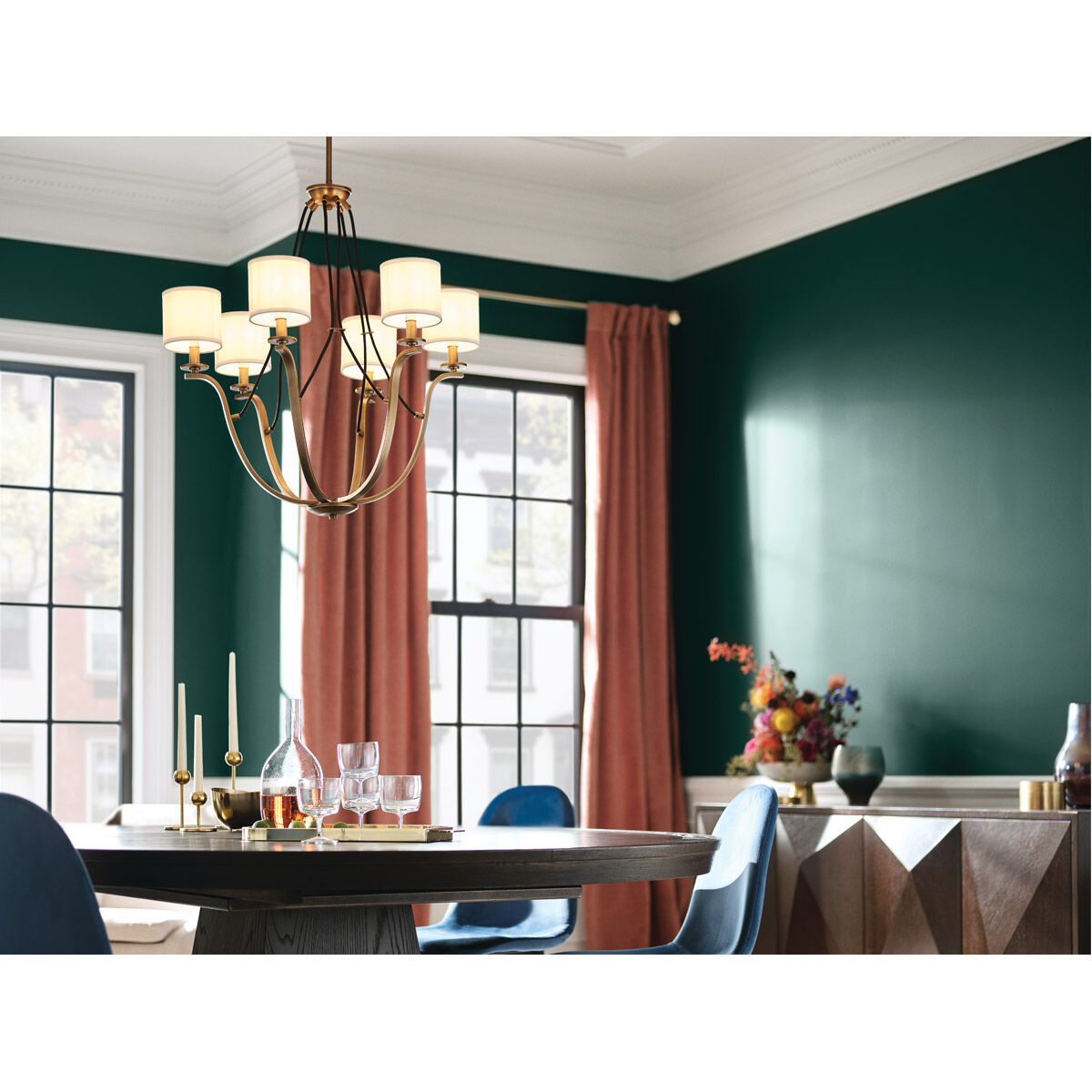 Thisbe 6 Light 27.5 inch Natural Brass Chandelier 1 Tier Medium Ceiling Light, 1 Tier Medium