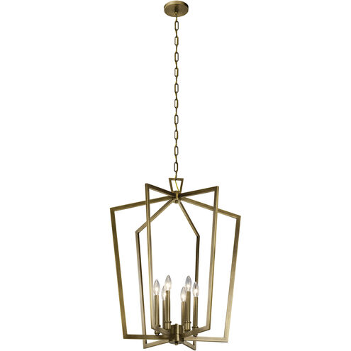 Abbotswell 6 Light 25 inch Natural Brass Large Foyer Pendants Ceiling Light, Large