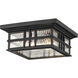 Beacon Square 2 Light 12 inch Textured Black Outdoor Flush