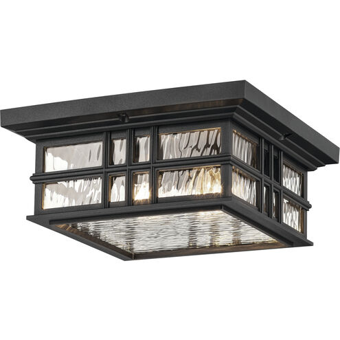 Beacon Square 2 Light 12 inch Textured Black Outdoor Flush