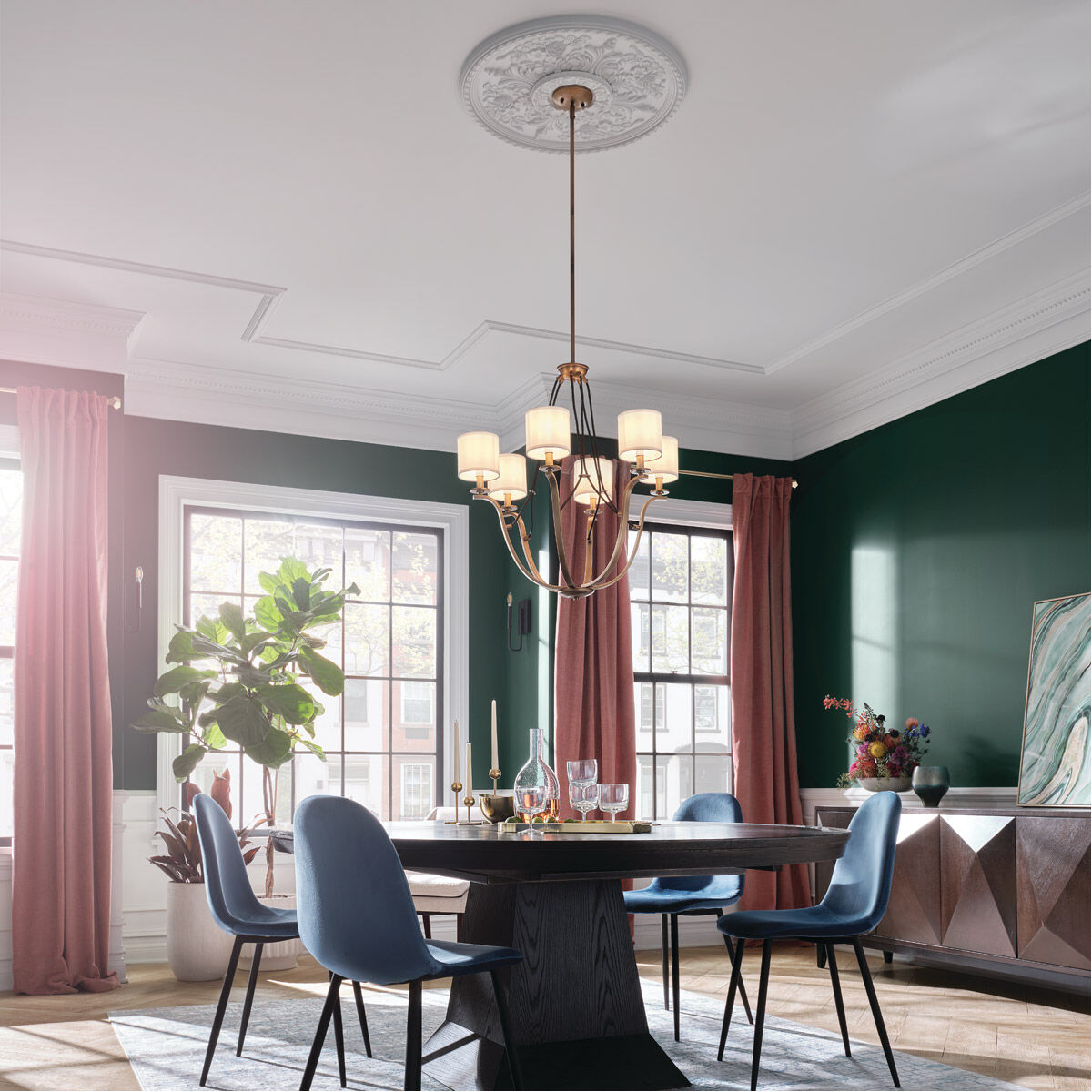 Thisbe 6 Light 27.5 inch Natural Brass Chandelier 1 Tier Medium Ceiling Light, 1 Tier Medium