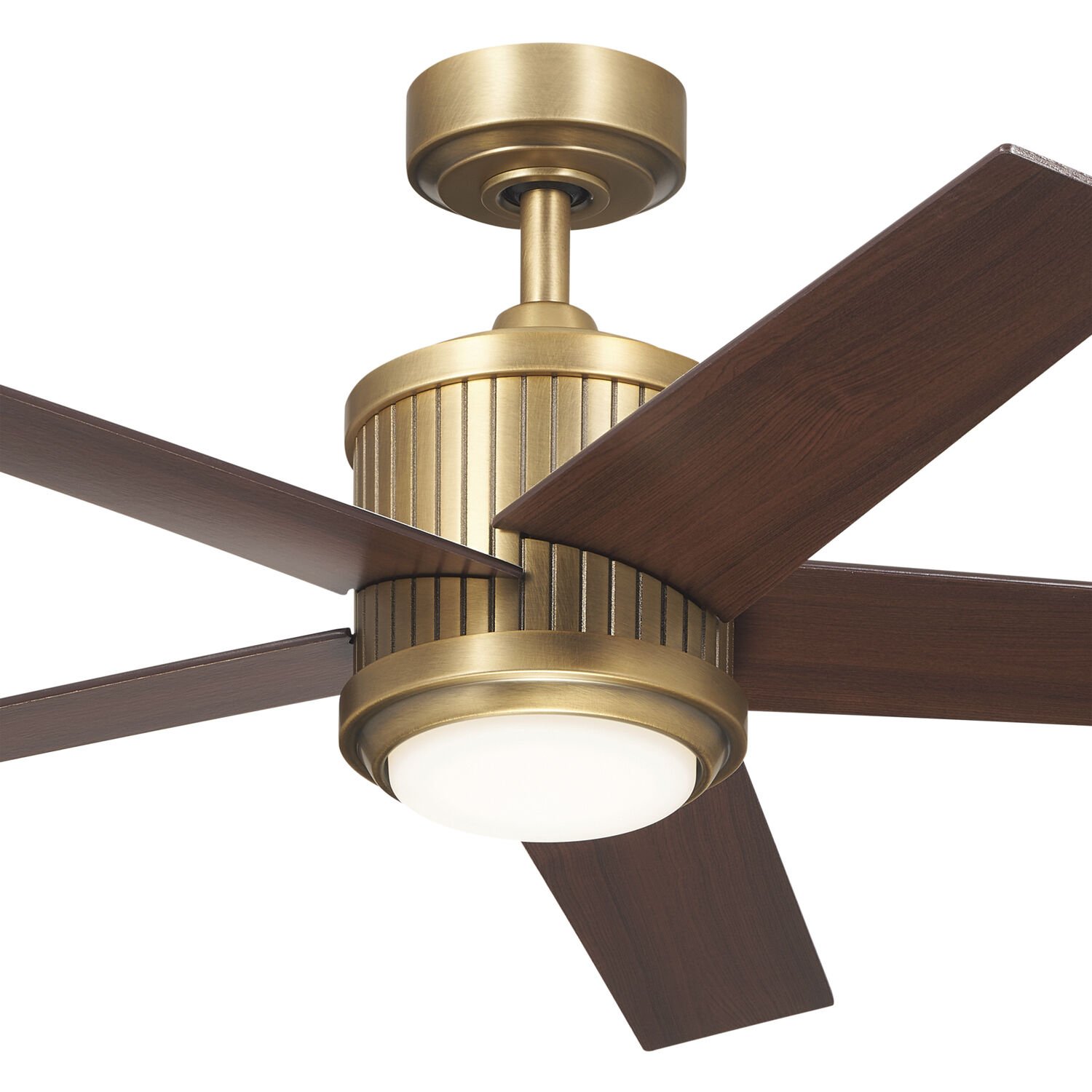 Brahm 48 inch Natural Brass with Walnut/White Blades Ceiling Fan