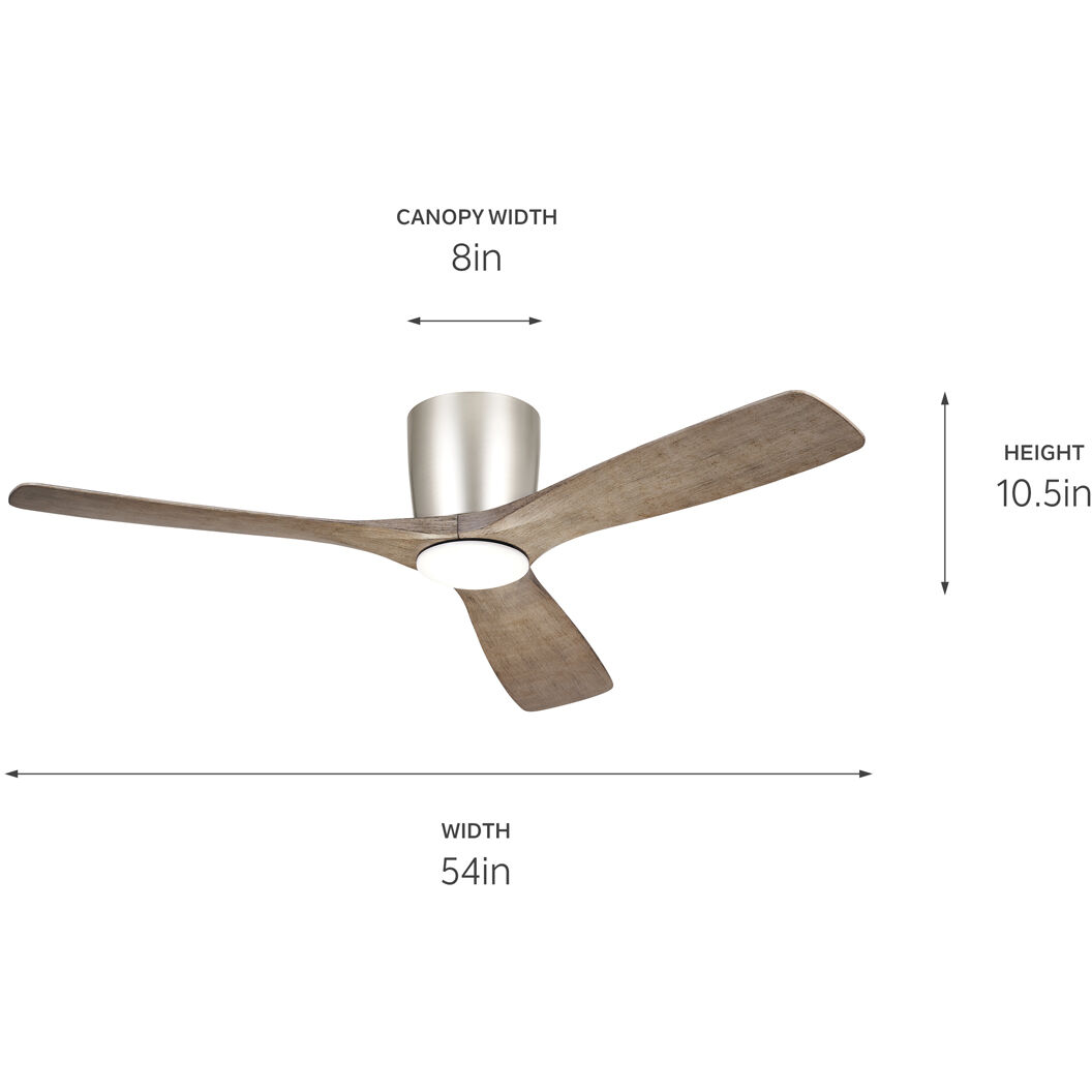 Volos 54 inch Brushed Nickel with Distressed Antique Gray/Distressed Antique Gray Blades Ceiling Fan