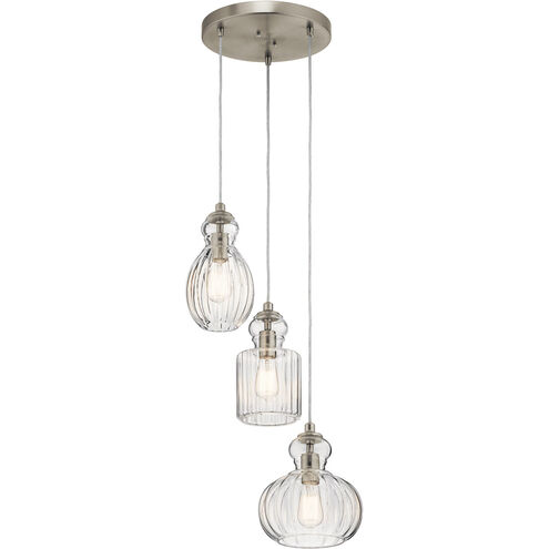 Riviera 3 Light 18 inch Brushed Nickel Pendant Ceiling Light