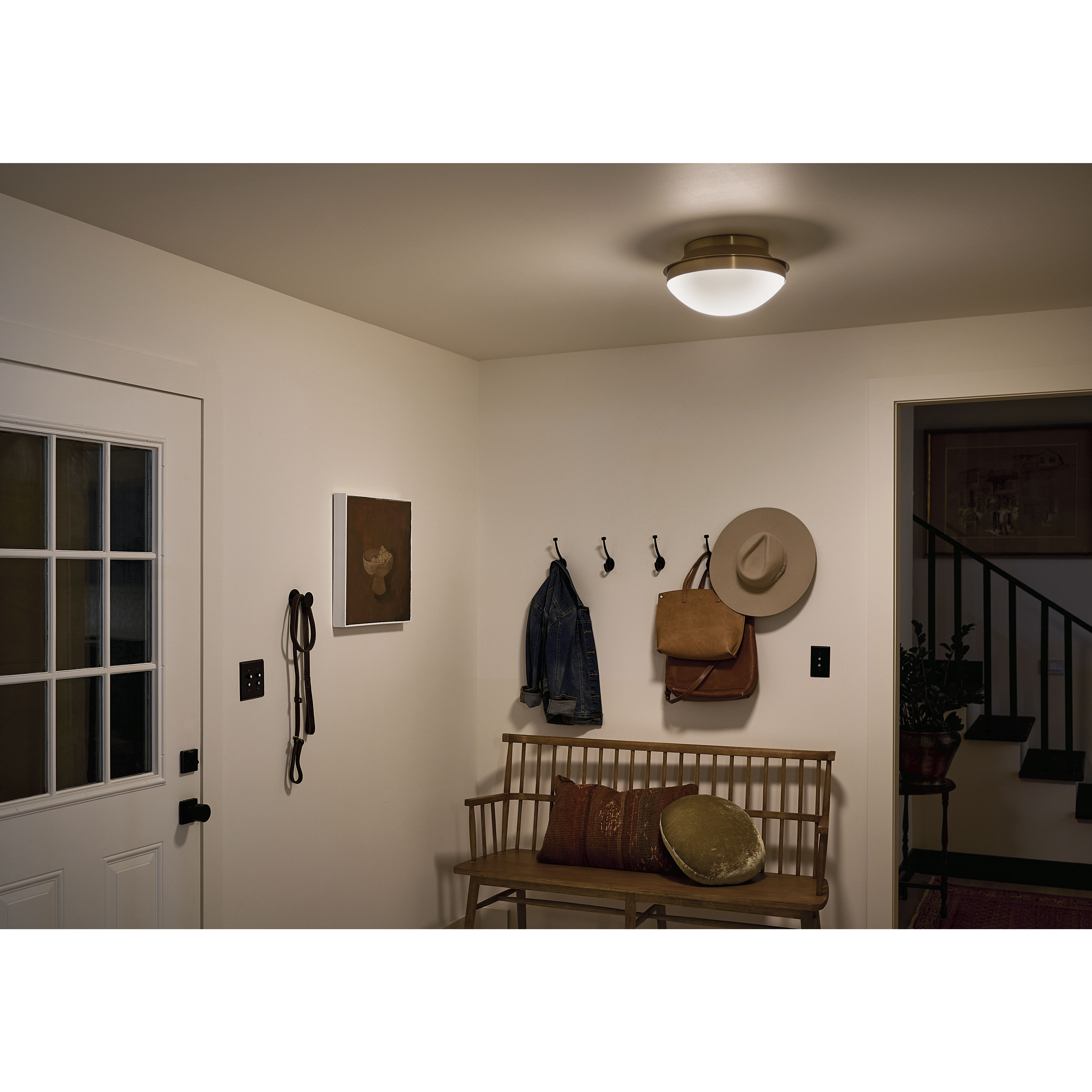 Bretta 2 Light 13.5 inch Brushed Natural Brass Flush Mount Ceiling Light