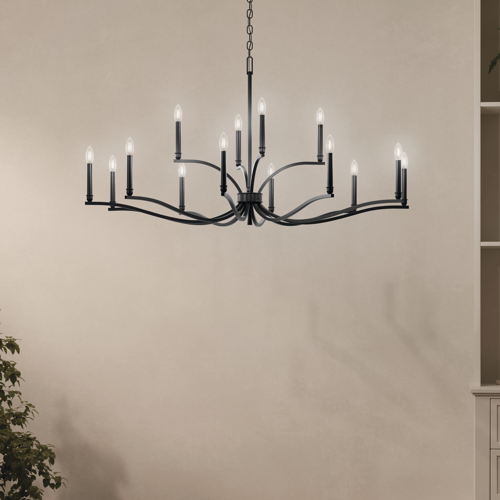 Malene 14 Light Black Chandelier Ceiling Light, 2 Tier Large