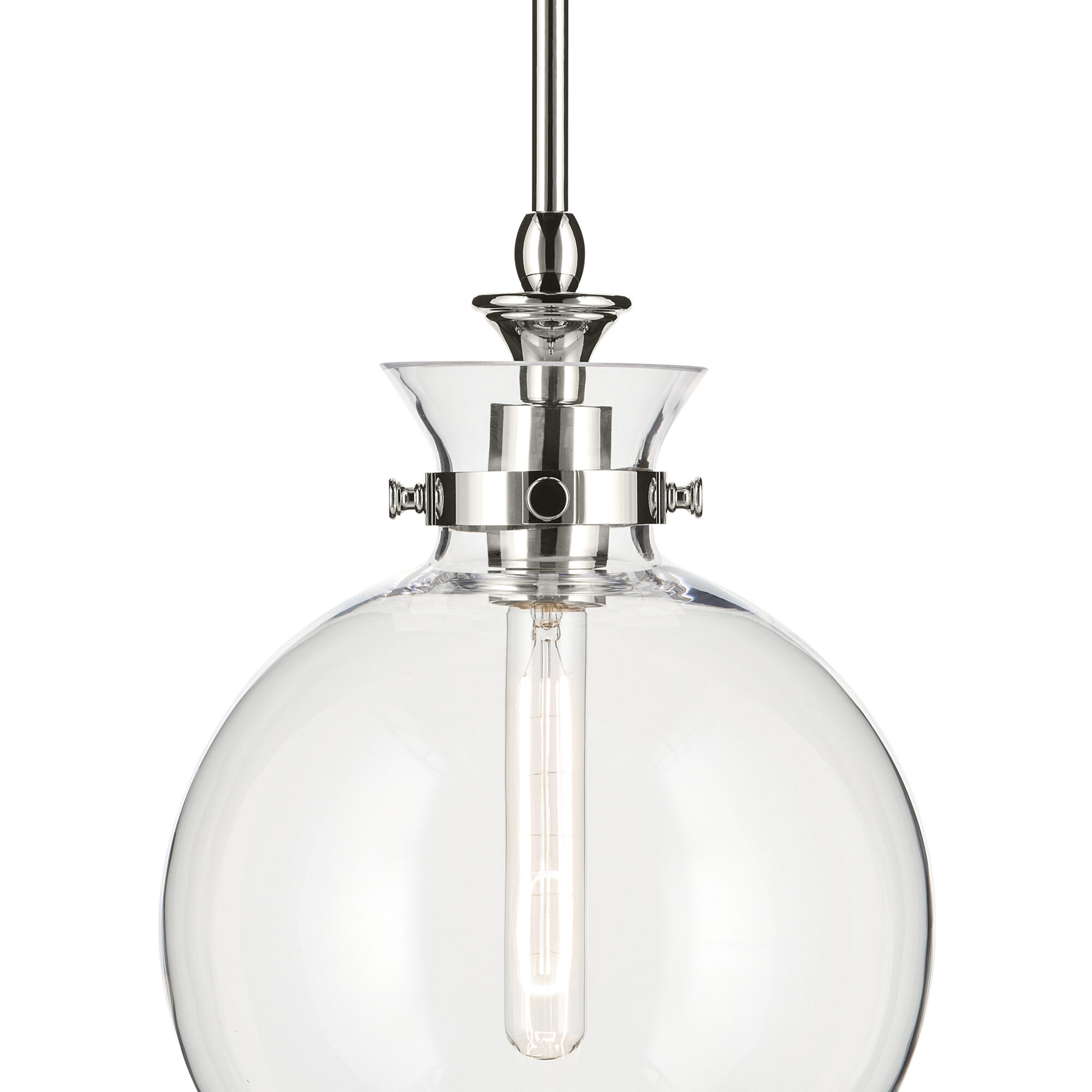 Laria 1 Light Polished Nickel Pendant Ceiling Light in Clear
