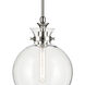 Laria 1 Light Polished Nickel Pendant Ceiling Light in Clear