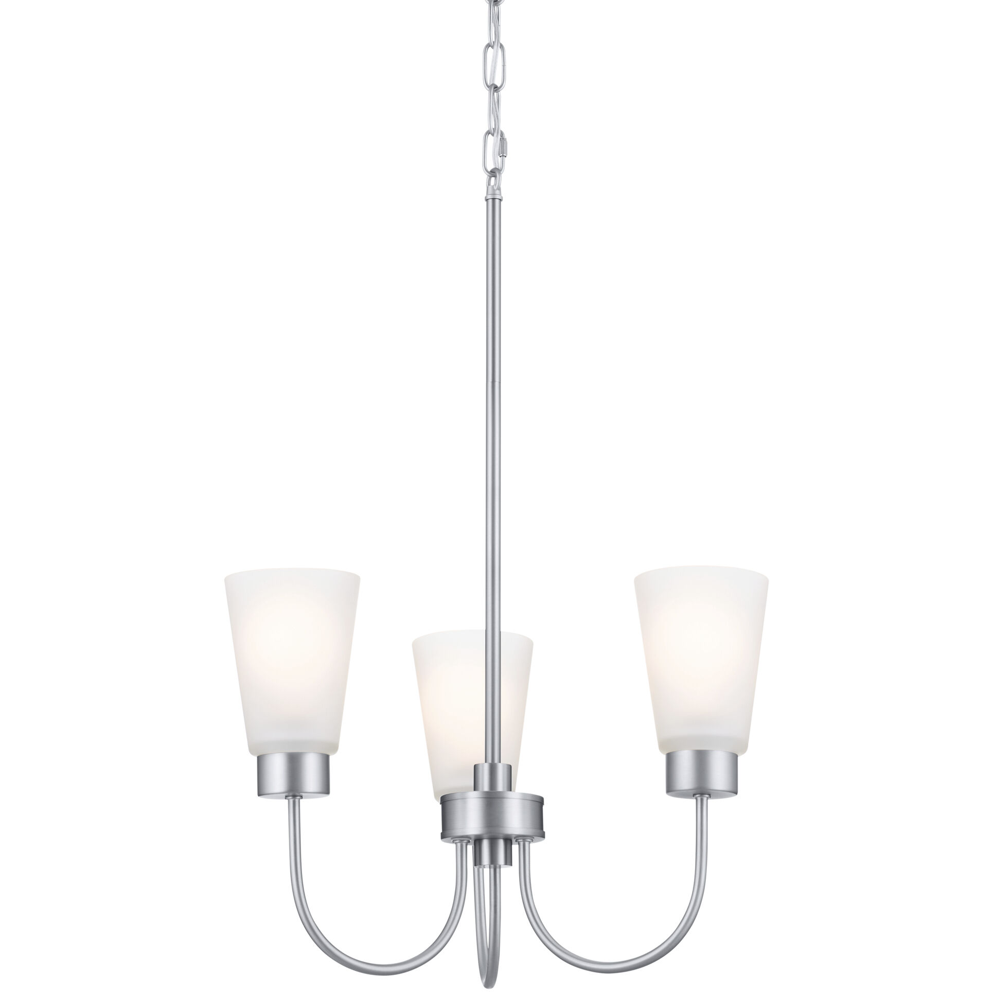 Erma 3 Light Brushed Nickel Chandelier Ceiling Light, Small, 1 Tier