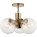 Silvarious 3 Light Champagne Bronze Chandelier/Semi Flush Ceiling Light in Clear Crackle