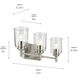 Shailene 3 Light 21 inch Brushed Nickel Bath Light Wall Light