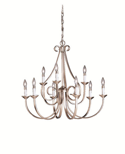 Dover 9 Light 32 inch Brushed Nickel Chandelier 2 Tier Ceiling Light