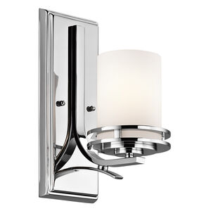 Hendrik 1 Light 5 inch Chrome Wall Bracket Wall Light in Satin Etched Cased Opal
