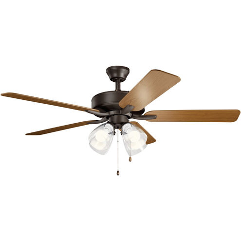Basics Pro Premier 52 inch Satin Natural Bronze with Cherry Blades Ceiling Fan in 2700K, Clear Seeded