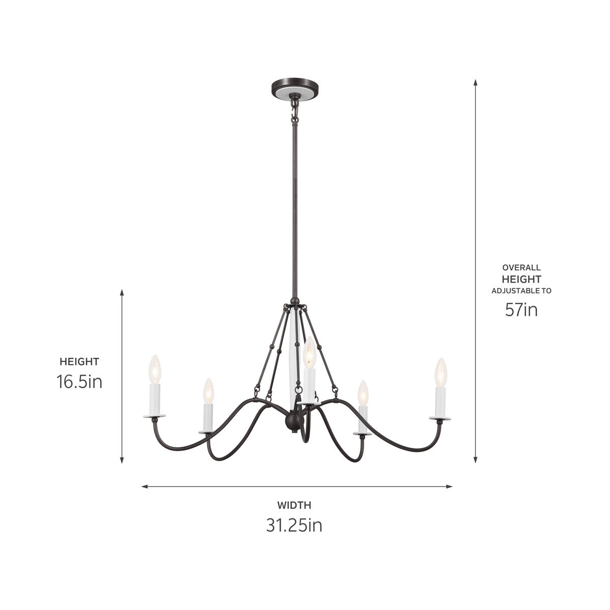 Homestead Freesia 5 Light 31 inch Anvil Iron Chandelier Ceiling Light, Freesia
