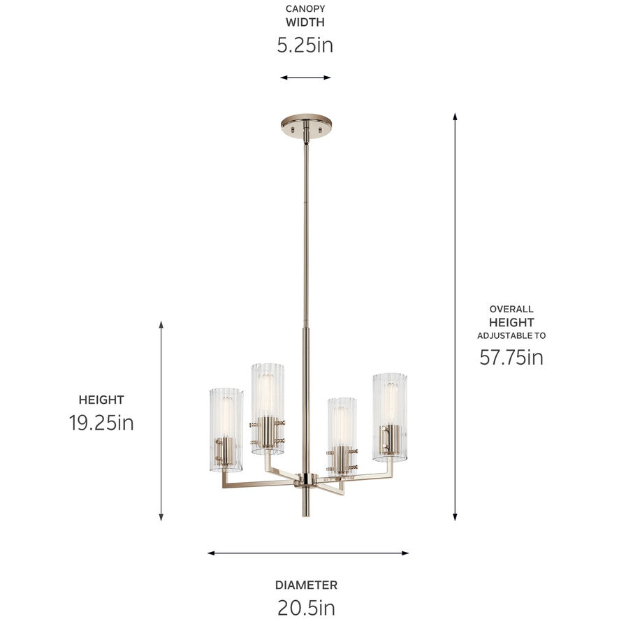 Velestino 4 Light Polished Nickel Chandelier Ceiling Light