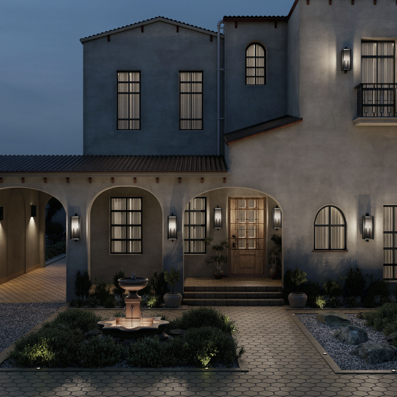 Kroft 2 Light 28 inch Black Textured Outdoor Wall, X-Large