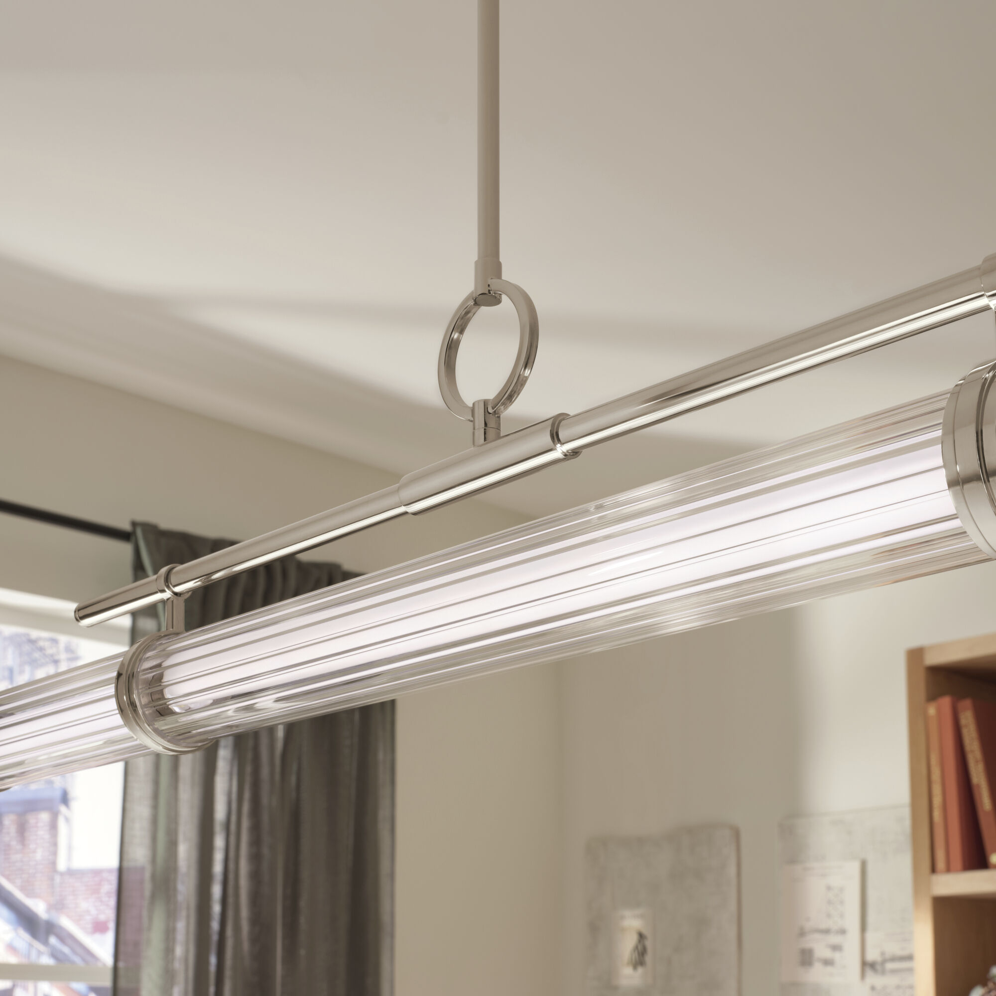 Riven LED 8 inch Polished Nickel Chandelier Linear Ceiling Light