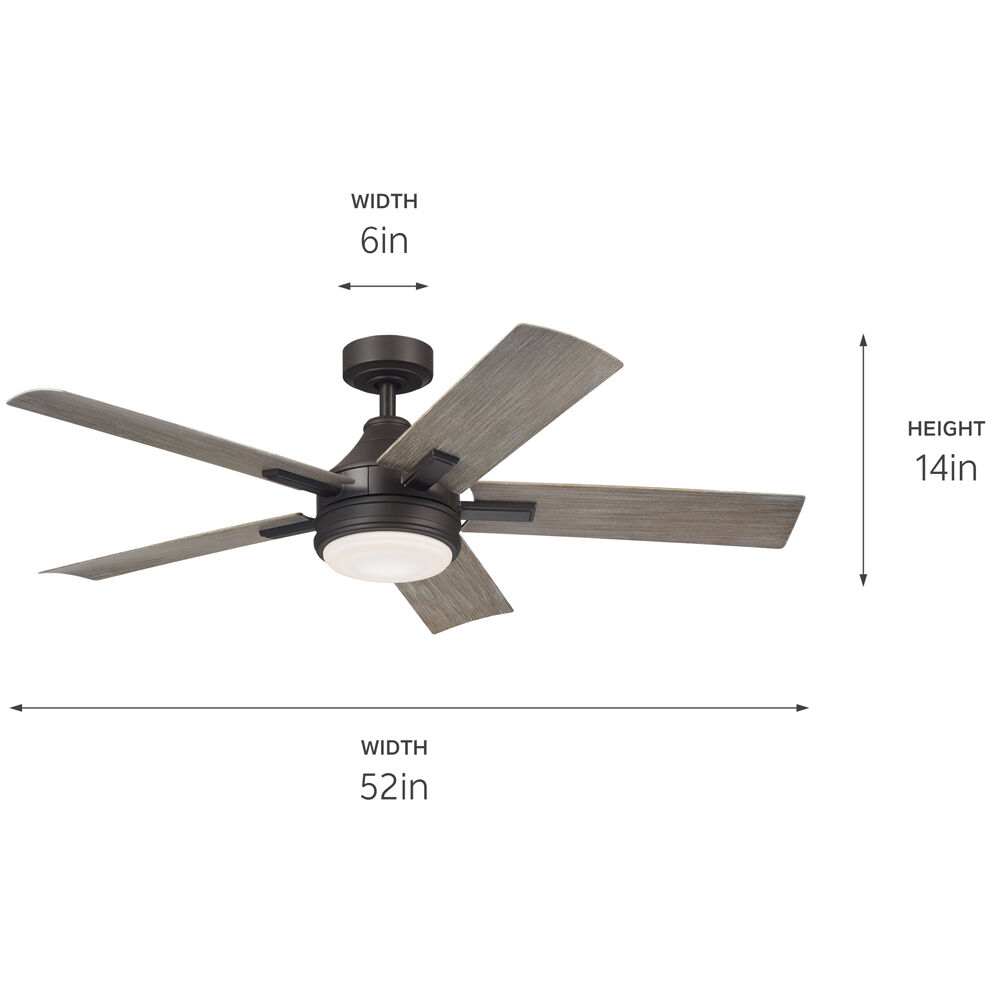 Tide 52 inch Olde Bronze with Weathered Medium Oak Blades Ceiling Fan