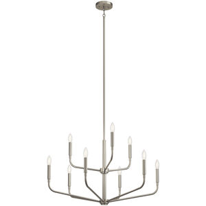 Madden 9 Light Brushed Nickel Chandelier Ceiling Light, 2 Tier
