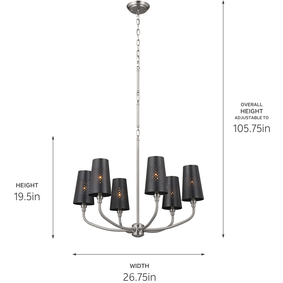 Adeena 6 Light 26.75 inch Classic Pewter Chandelier Ceiling Light