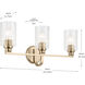 Gioe 3 Light 24.25 inch Champagne Bronze Vanity Light Wall Light
