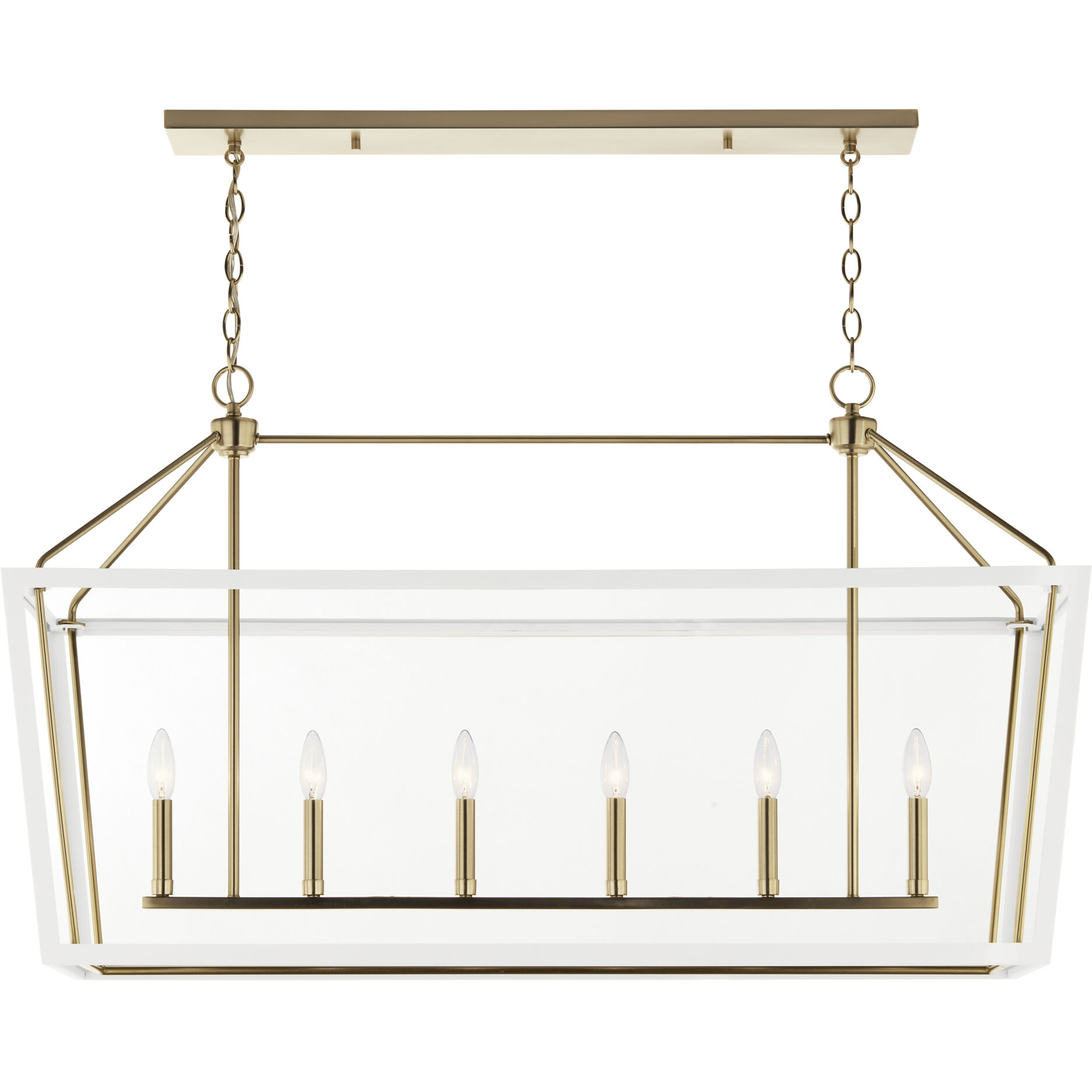 Delvin 6 Light 44.25 inch Champagne Bronze with White Chandelier Linear Ceiling Light, Single