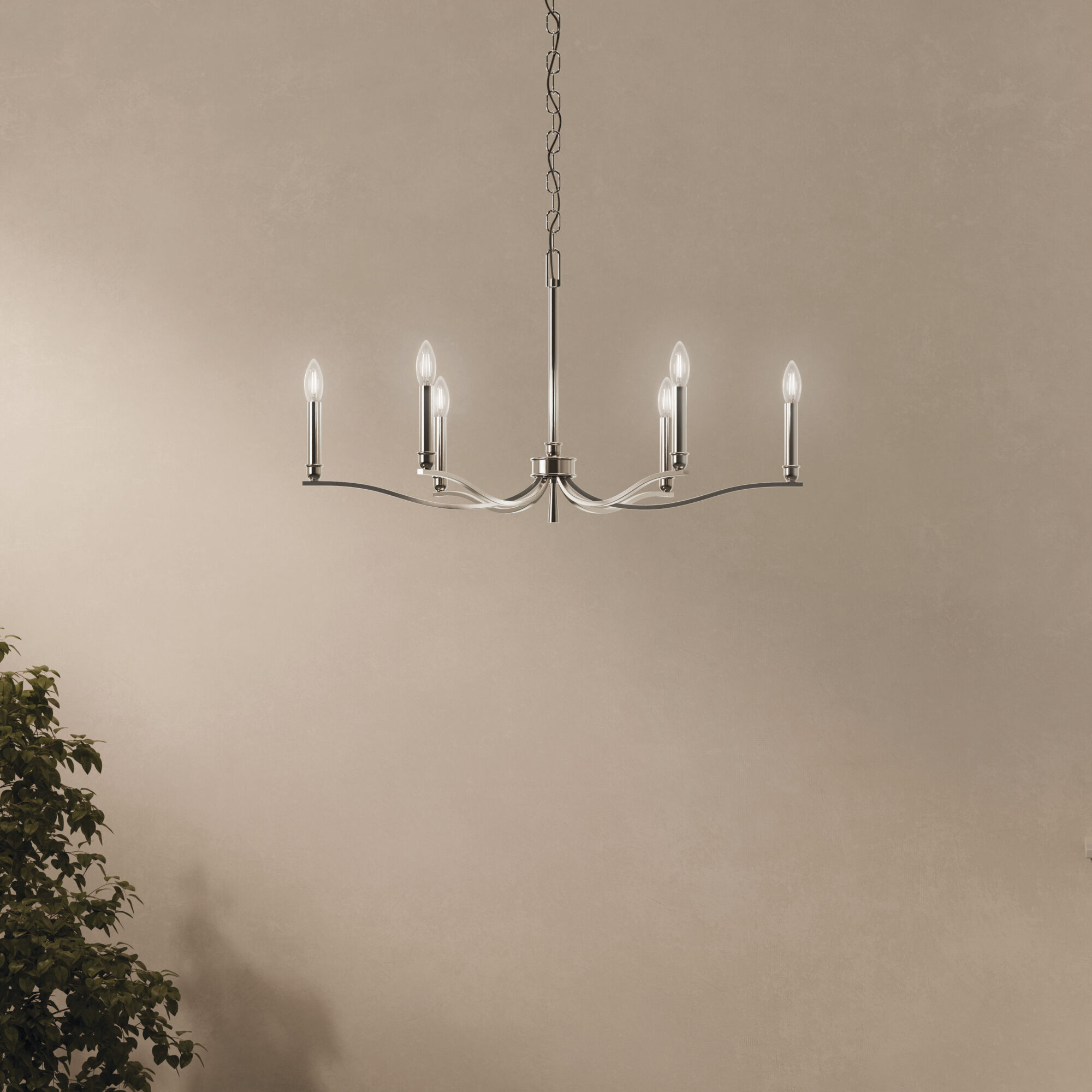 Malene 6 Light Polished Nickel Chandelier Ceiling Light, 1 Tier Small