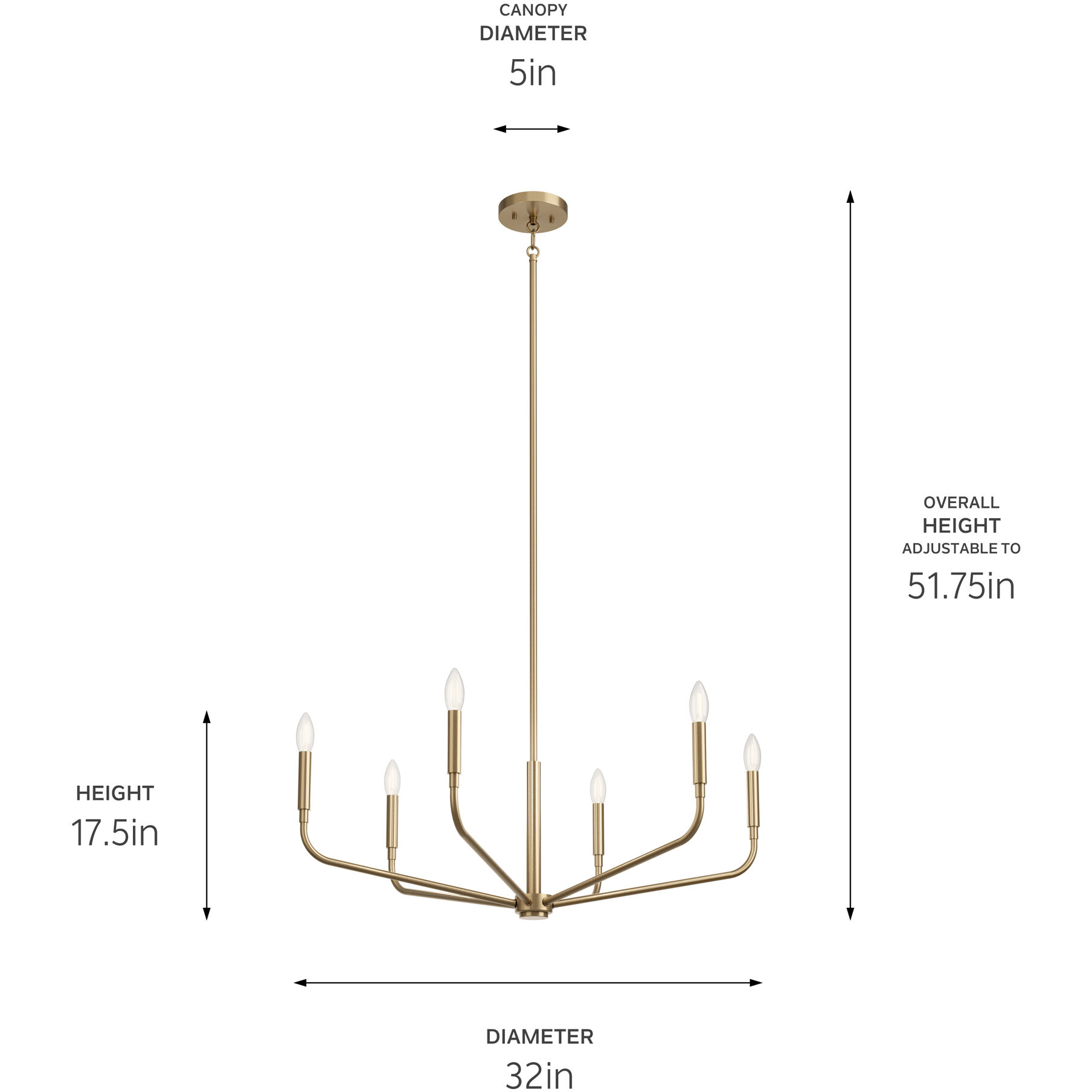 Madden 6 Light Champagne Bronze Chandelier Ceiling Light, 1 Tier Medium