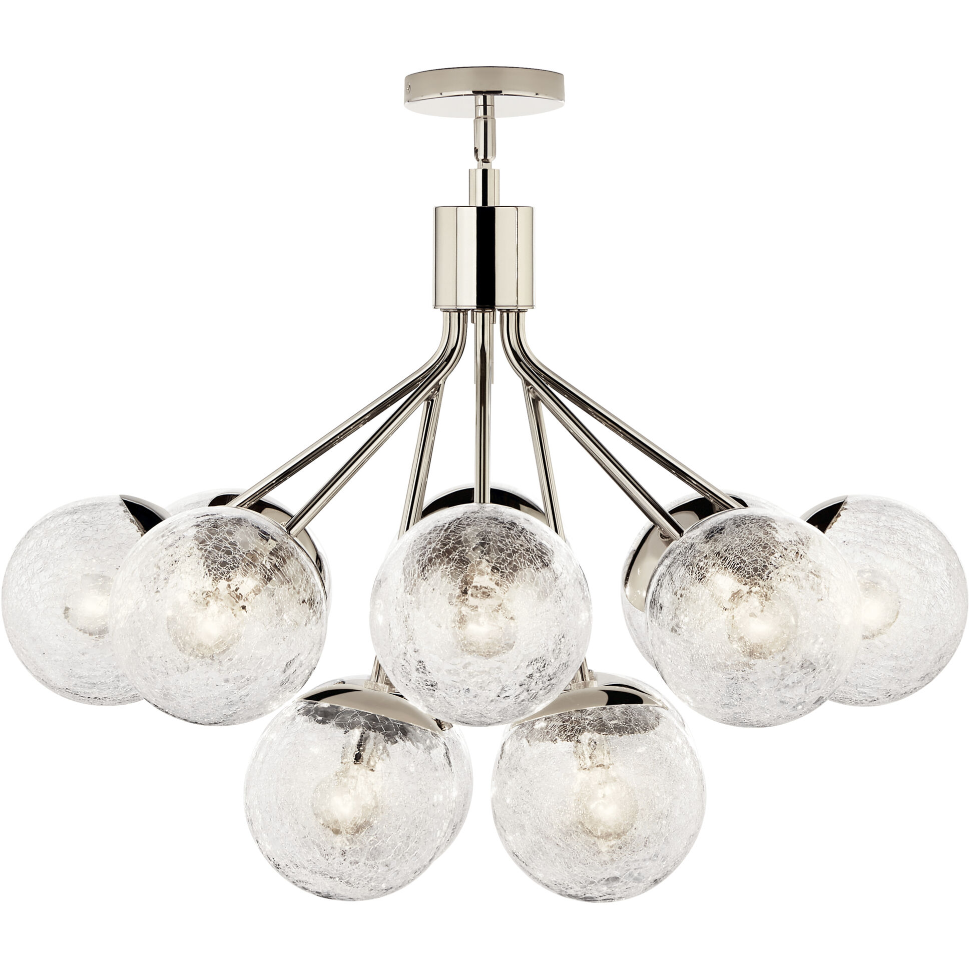 Silvarious 12 Light Polished Nickel Chandelier/Semi Flush Ceiling Light in Clear Crackle