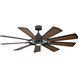 Gentry 65 inch Distressed Black with Walnut Blades Ceiling Fan in Walnut/Walnut Shadowed