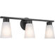 Stamos 3 Light 22 inch Black Bath Vanity Light Wall Light, 3 Arm