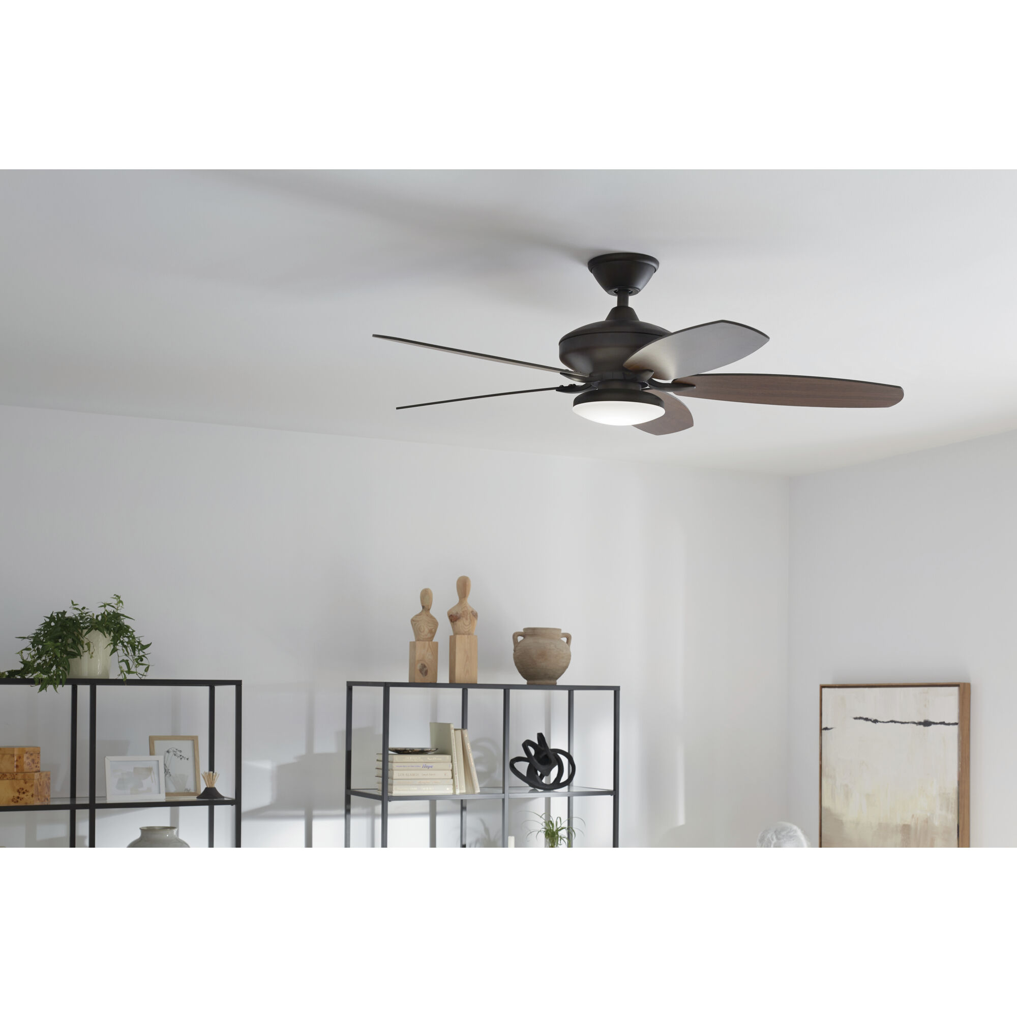 Renew Designer 52 inch Satin Natural Bronze with Walnut Blades Ceiling Fan