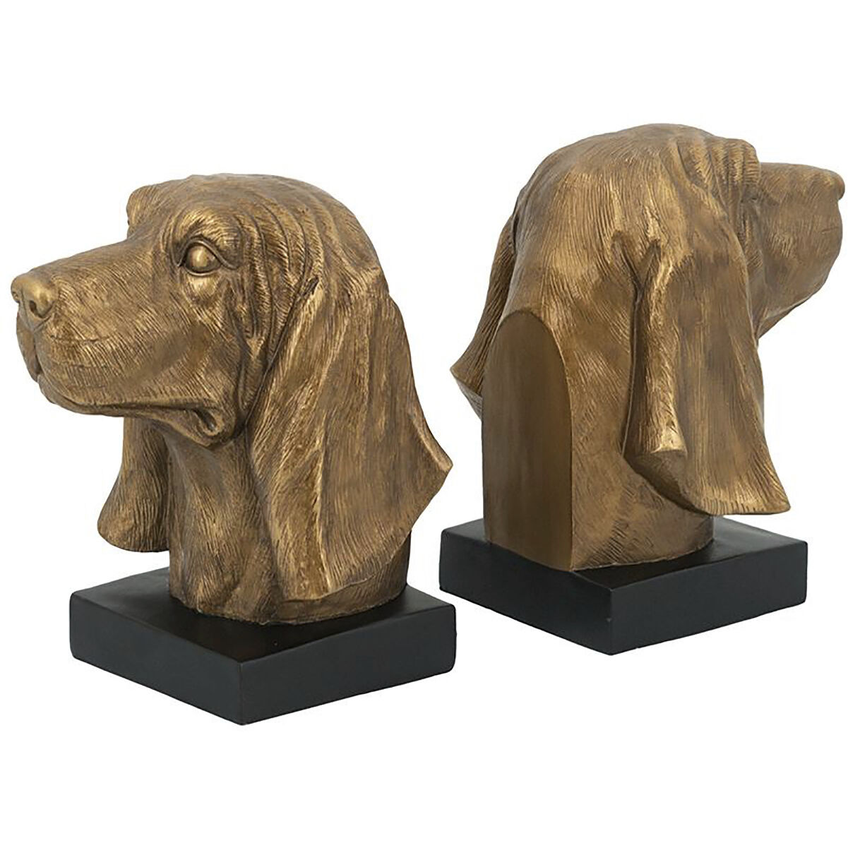 Basset Hound 7 X 5.9 inch Bronze and Black Bookends
