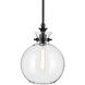 Laria 1 Light Black Pendant Ceiling Light in Clear