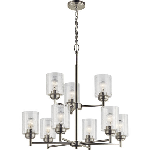 Winslow 9 Light 27 inch Brushed Nickel Chandelier 2 Tier Ceiling Light