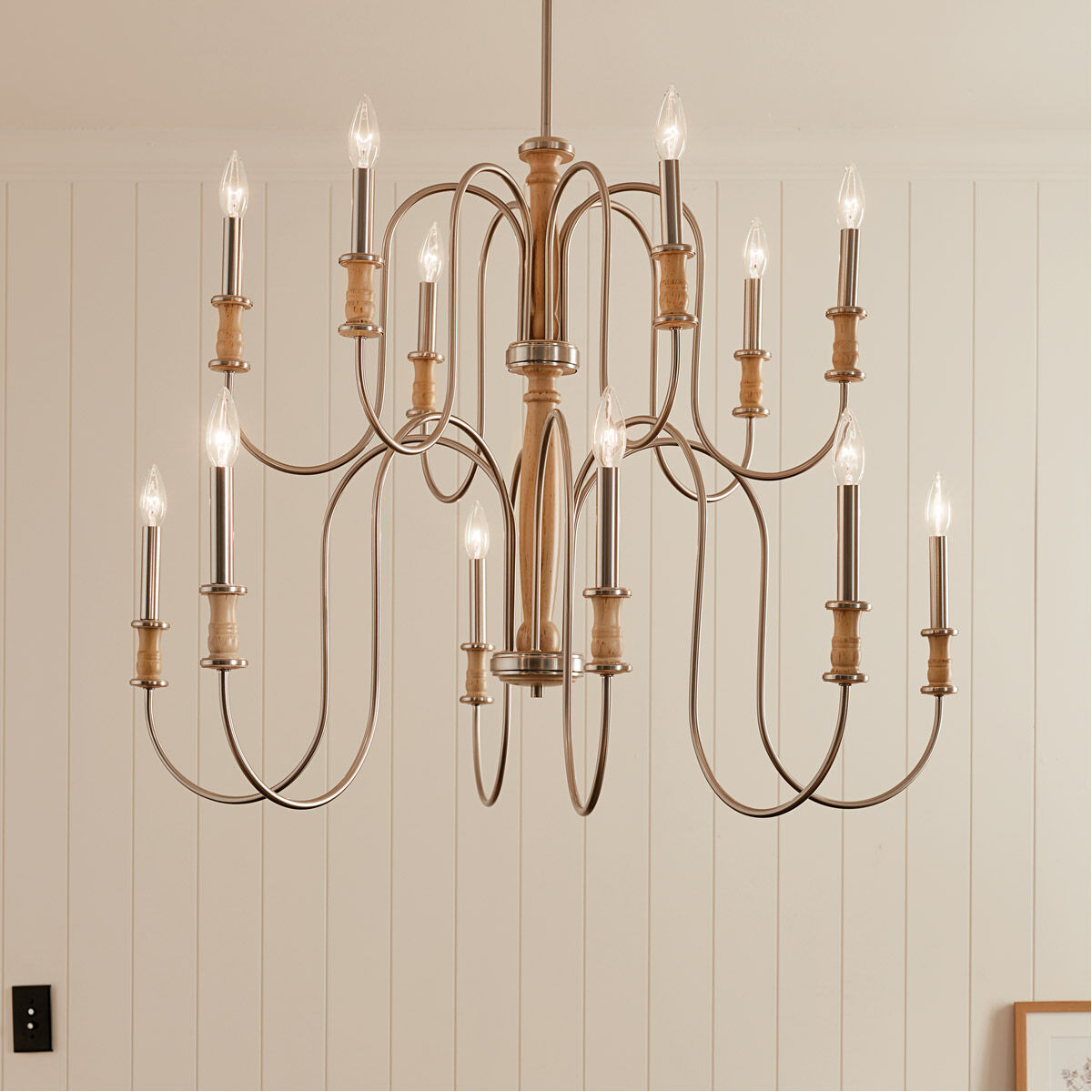 Homestead Karthe 12 Light 42 inch Brushed Nickel Chandelier Ceiling Light, Karthe