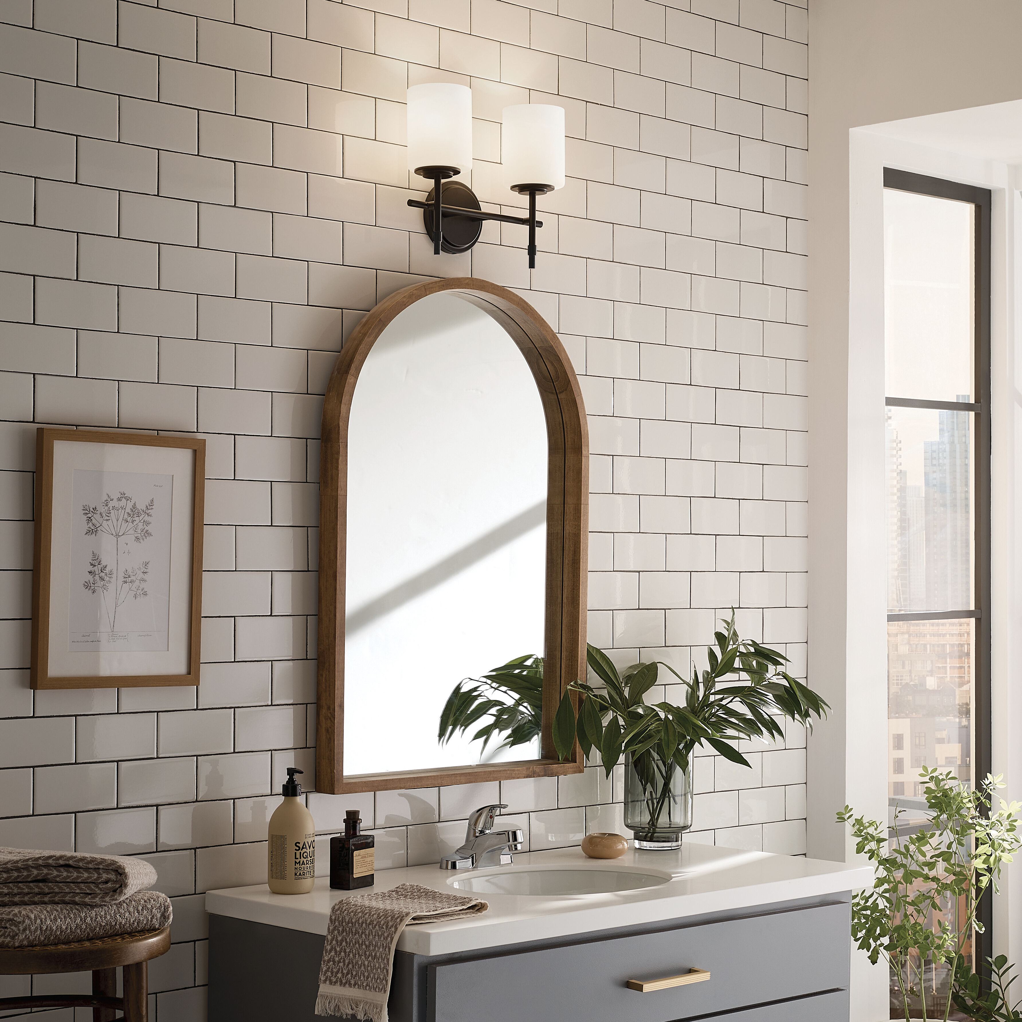 Ali 2 Light 14 inch Black Bath Vanity Light Wall Light