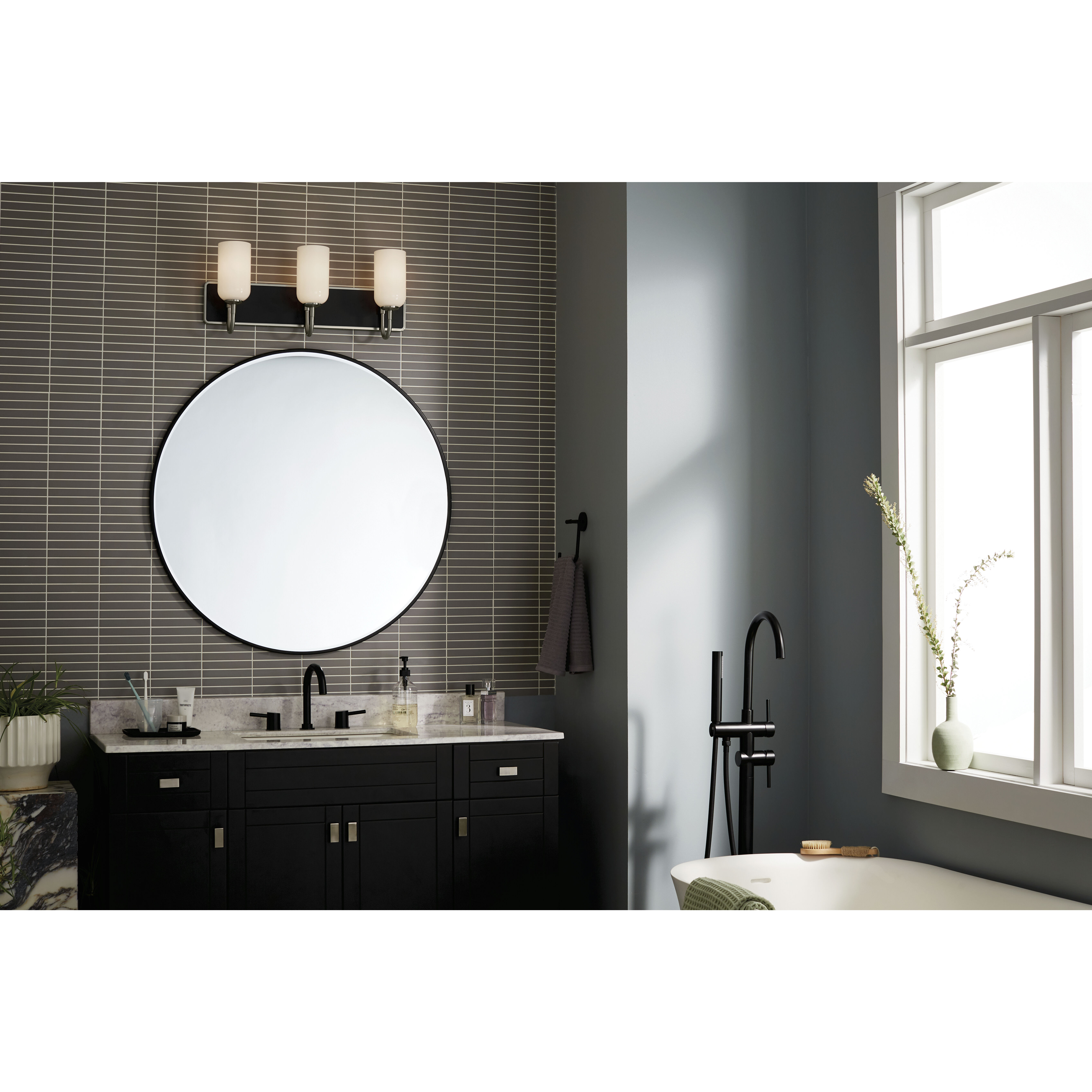 Kichler 55163NI Solia LED 24 inch Brushed Nickel with Black Bathroom Vanity Light Wall Light