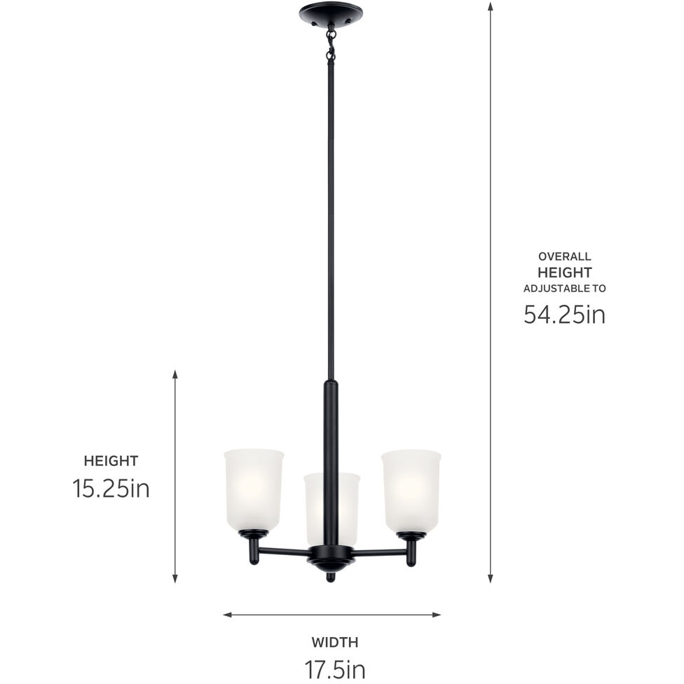 Shailene 3 Light 17.5 inch Black Mini Chandelier Ceiling Light
