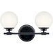 Benno 2 Light 14.75 inch Black Bath Bracket Wall Light, 2 Arm