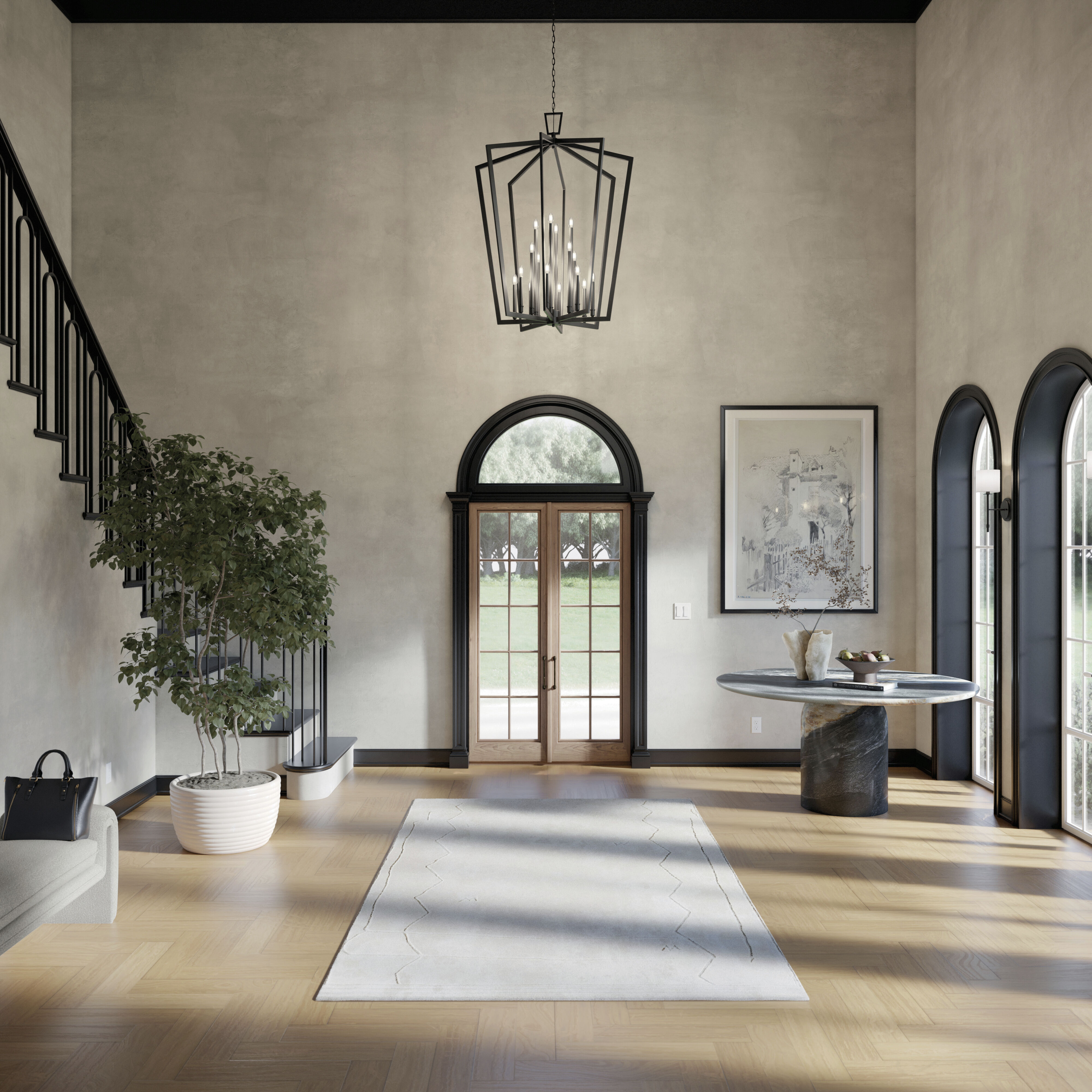 Abbotswell 16 Light Black Pendant Ceiling Light