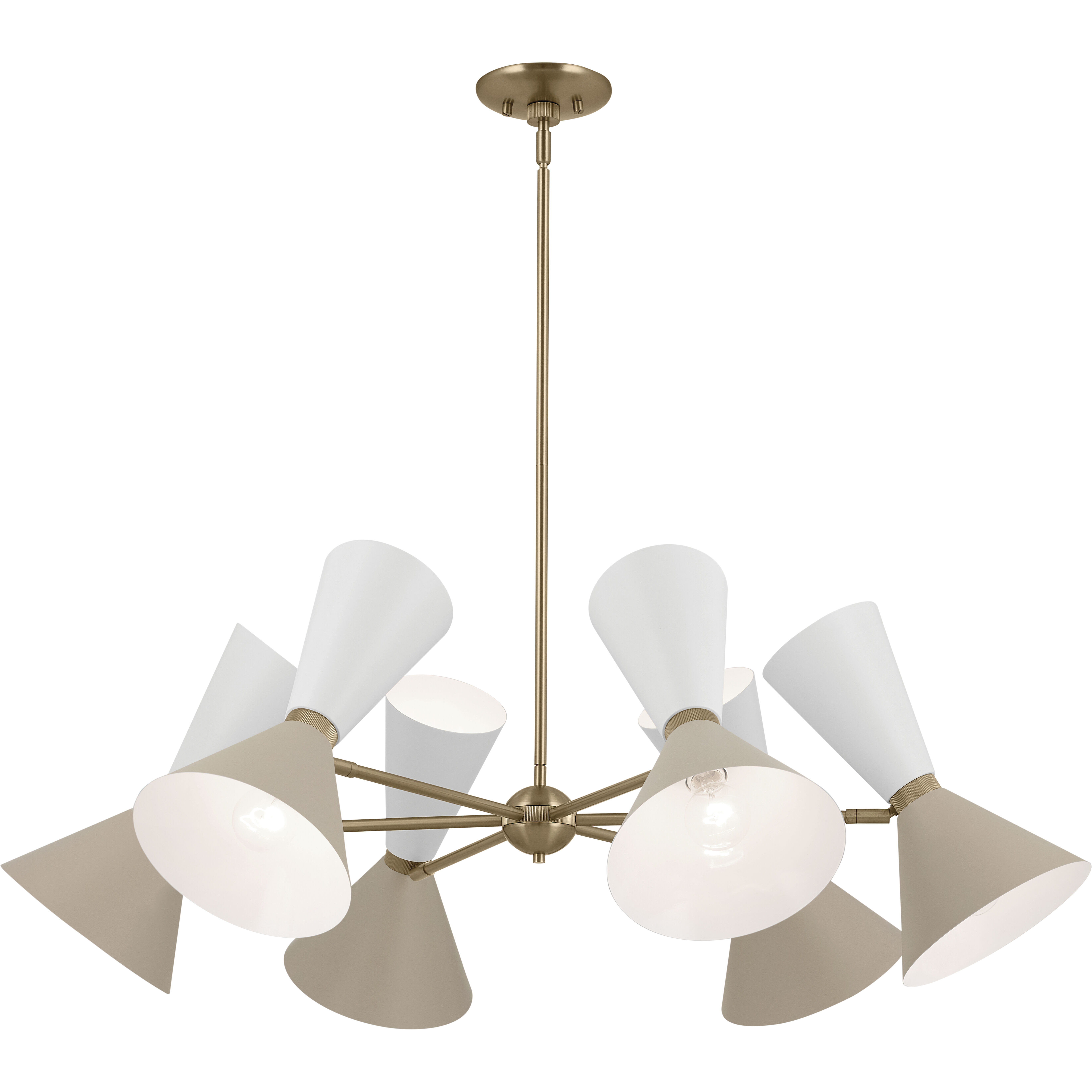 Phix LED 38.75 inch Champagne Bronze with Greige and White Chandelier Ceiling Light